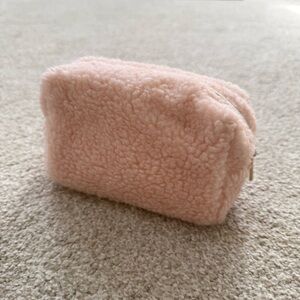 Pinch Provisions Plush Pink Sherpa Cosmetic Case with Sleep Mask